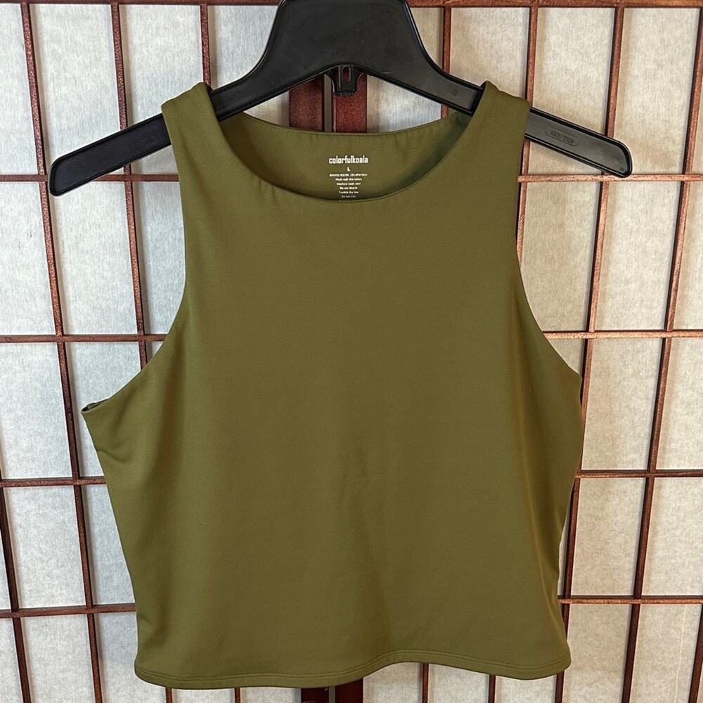 Chic Olive Green Tank Top by Colorfulkoala
